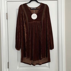 NWT brown velvet tunic boho dress